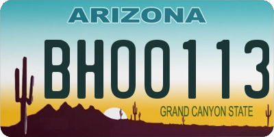 AZ license plate BHO0113