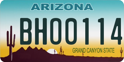 AZ license plate BHO0114