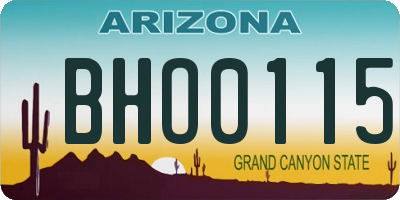 AZ license plate BHO0115