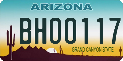 AZ license plate BHO0117
