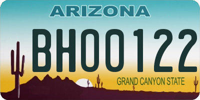 AZ license plate BHO0122