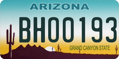 AZ license plate BHO0193