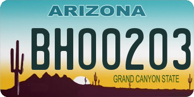 AZ license plate BHO0203