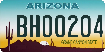 AZ license plate BHO0204