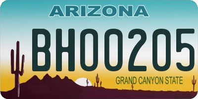 AZ license plate BHO0205