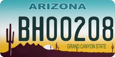 AZ license plate BHO0208