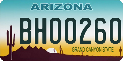 AZ license plate BHO0260
