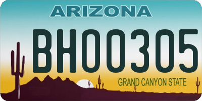AZ license plate BHO0305