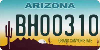 AZ license plate BHO0310