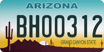 AZ license plate BHO0312