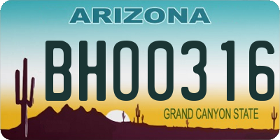 AZ license plate BHO0316