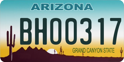 AZ license plate BHO0317