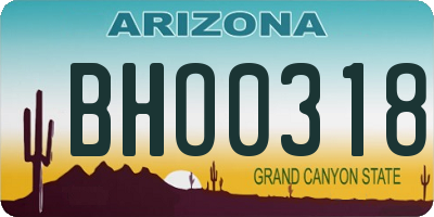 AZ license plate BHO0318