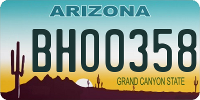 AZ license plate BHO0358