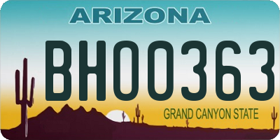 AZ license plate BHO0363
