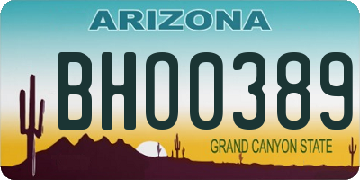 AZ license plate BHO0389