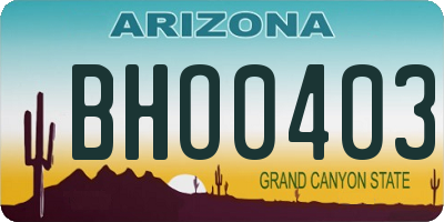 AZ license plate BHO0403