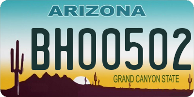 AZ license plate BHO0502