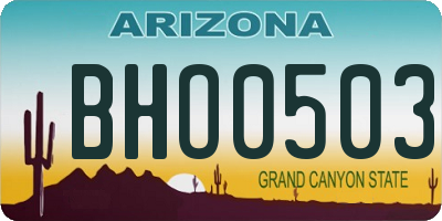 AZ license plate BHO0503