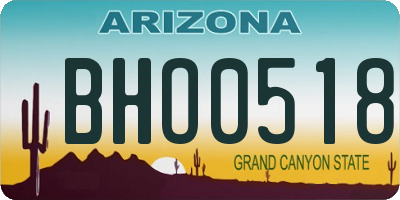 AZ license plate BHO0518