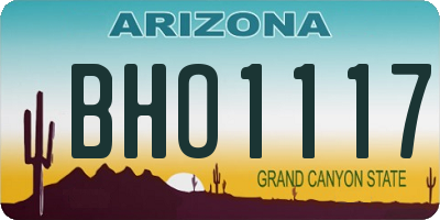 AZ license plate BHO1117