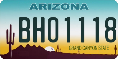 AZ license plate BHO1118