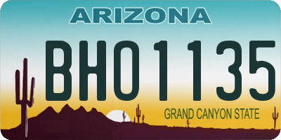 AZ license plate BHO1135