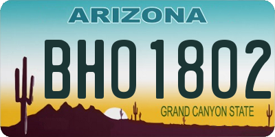 AZ license plate BHO1802