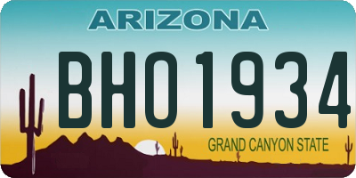 AZ license plate BHO1934