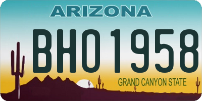 AZ license plate BHO1958