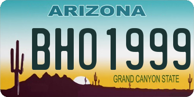 AZ license plate BHO1999