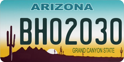 AZ license plate BHO2030