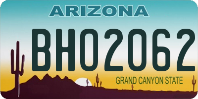 AZ license plate BHO2062
