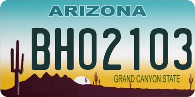 AZ license plate BHO2103