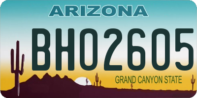 AZ license plate BHO2605