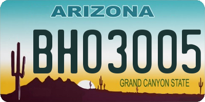 AZ license plate BHO3005
