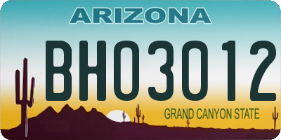 AZ license plate BHO3012