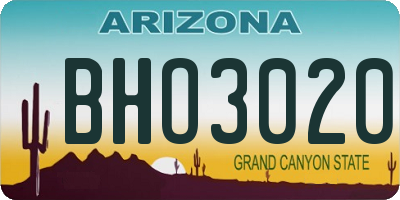 AZ license plate BHO3020