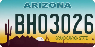 AZ license plate BHO3026