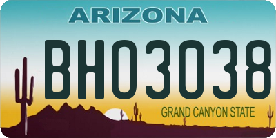 AZ license plate BHO3038