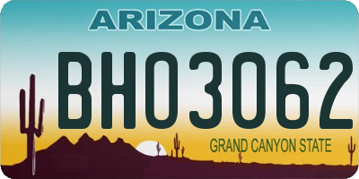 AZ license plate BHO3062