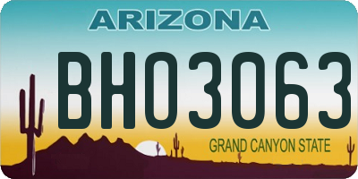AZ license plate BHO3063