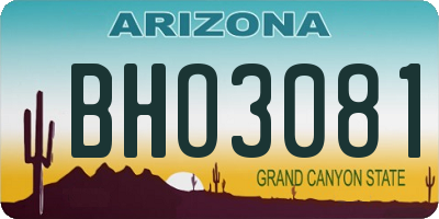 AZ license plate BHO3081