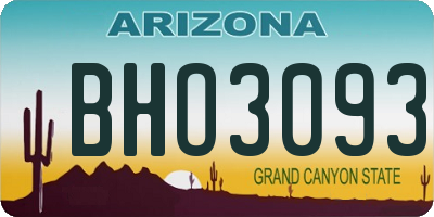 AZ license plate BHO3093