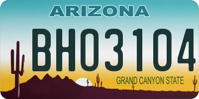 AZ license plate BHO3104
