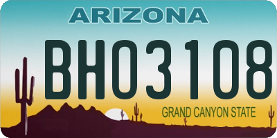 AZ license plate BHO3108