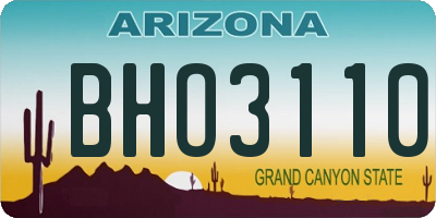 AZ license plate BHO3110