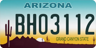 AZ license plate BHO3112