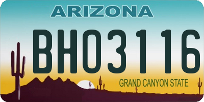 AZ license plate BHO3116