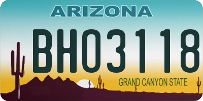 AZ license plate BHO3118